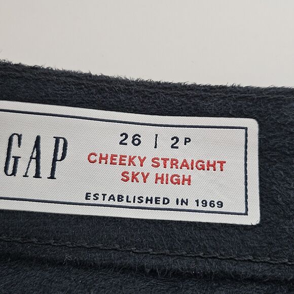Gap Black Sky High Rise Faux Leather Cheeky Straight Pants-Size 26/2P -NWT - Picture 4 of 7